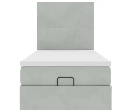 Osmanų Lovos Rėmas Su Čiužiniais, Pilkas, 100X200cm Aksomas