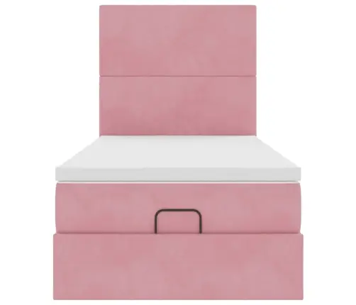 Osmaņu Gultas Rāmis Ar Matračiem Rozā 100X200Cm Samts Vidaxl