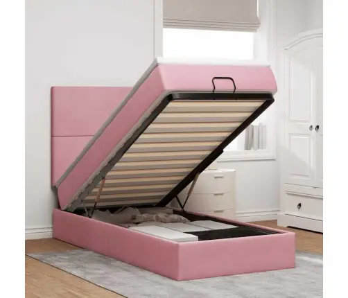 Osmaņu Gultas Rāmis Ar Matračiem Rozā 100X200Cm Samts Vidaxl