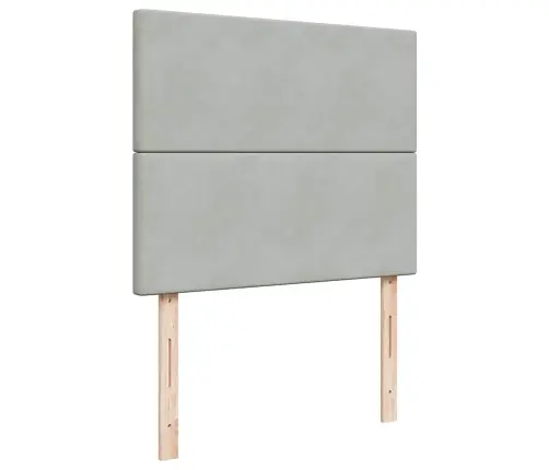 Ottomani Voodiraam Madratsitega, Helehall, 120X190 cm Samet