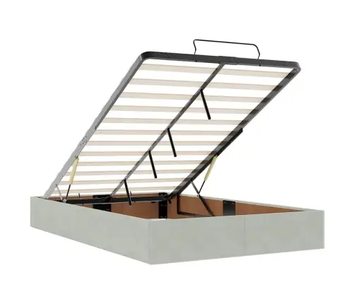 Ottomani Voodiraam Madratsitega, Helehall, 120X190 cm Samet