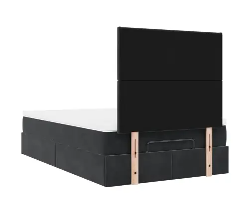 Osmanų Lovos Rėmas Su Čiužiniais, Juodas, 120X190 cm Aksomas