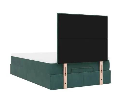 Osmaņu Gultas Rāmis Ar Matračiem Tumši Zaļš 120X190Cm Samts Vidaxl