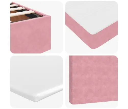 Osmaņu Gultas Rāmis Ar Matračiem Rozā 120X190Cm Samts Vidaxl