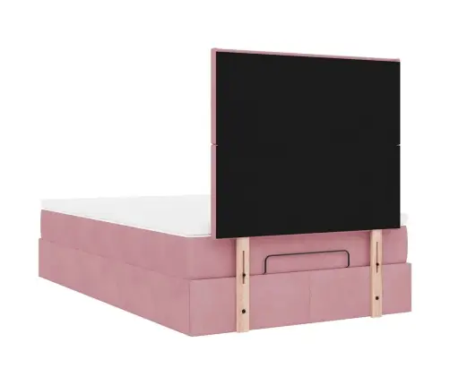 Osmaņu Gultas Rāmis Ar Matračiem Rozā 120X190Cm Samts Vidaxl