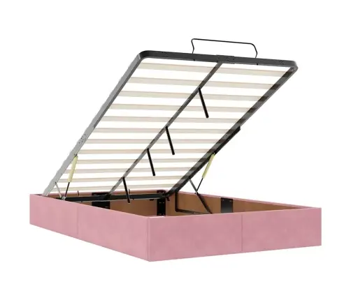 Osmaņu Gultas Rāmis Ar Matračiem Rozā 120X190Cm Samts Vidaxl