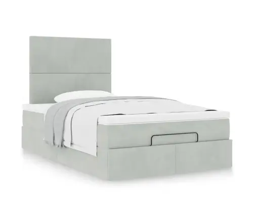 Osmaņu Gultas Rāmis Ar Matračiem Gaiši Pelēks 120X200 Cm Samts Vidaxl