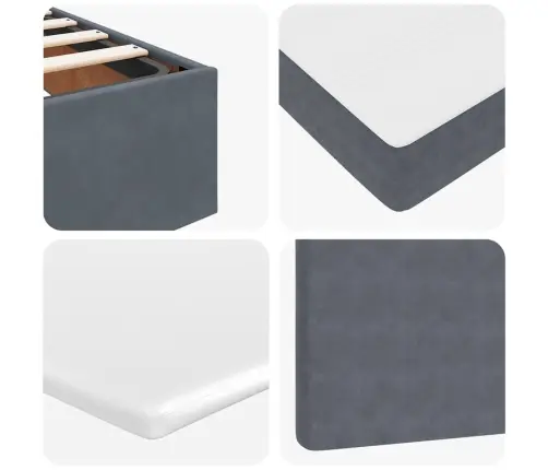 Ottomani Voodiraam Madratsitega, Tumehall, 120X200 cm Samet