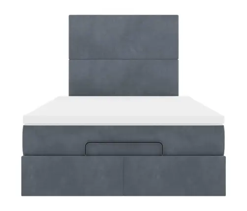 Ottomani Voodiraam Madratsitega, Tumehall, 120X200 cm Samet