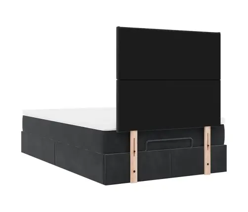 Osmaņu Gultas Rāmis Ar Matračiem Melns 120X200 Cm Samts Vidaxl