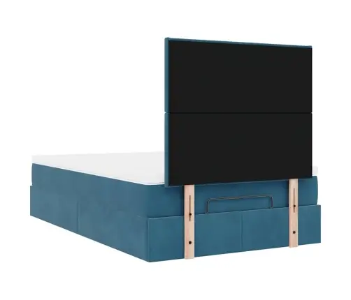 Osmanų Lovos Rėmas Su Čiužiniais, Mėlynas, 120X200cm Aksomas