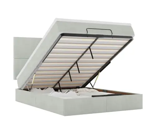 Osmaņu Gulta Ar Matračiem, Gaiši Pelēks, 140X190 Cm, Samts Vidaxl