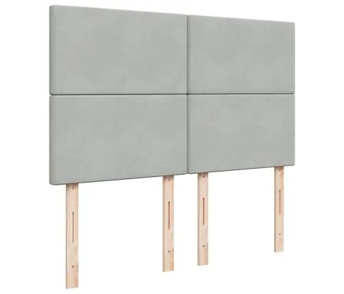 Osmaņu Gulta Ar Matračiem, Gaiši Pelēks, 140X190 Cm, Samts Vidaxl