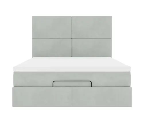 Osmaņu Gulta Ar Matračiem, Gaiši Pelēks, 140X190 Cm, Samts Vidaxl