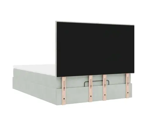 Osmaņu Gulta Ar Matračiem, Gaiši Pelēks, 140X190 Cm, Samts Vidaxl