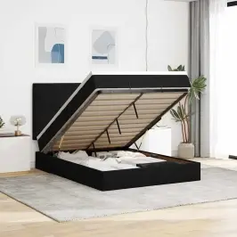 Osmaņu Gultas Rāmis Ar Matračiem Melns 140X190 Cm Samts Vidaxl