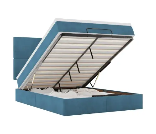 Osmaņu Gulta Ar Matračiem, Tumši Zils, 140X190Cm, Samts Vidaxl