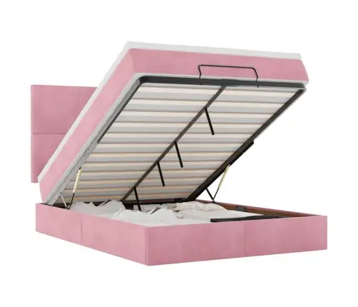 Osmanų Lova Su Čiužiniais Rožinis 140X190Cm Velvet