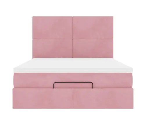 Osmanų Lova Su Čiužiniais Rožinis 140X190Cm Velvet