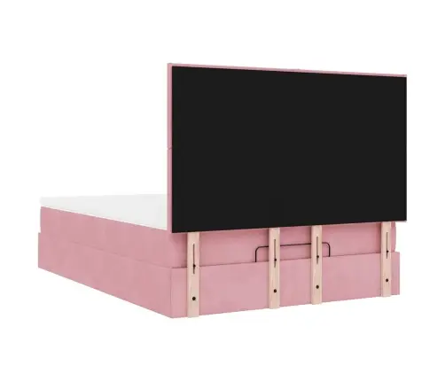 Osmanų Lova Su Čiužiniais Rožinis 140X190Cm Velvet