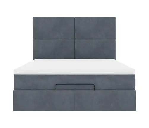 Ottomani Voodi Madratsitega, Tumehall, 140X200 cm Samet