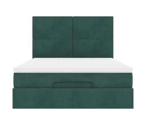 Osmaņu Gulta Ar Matračiem, Tumši Zaļš, 140X200Cm, Samts Vidaxl