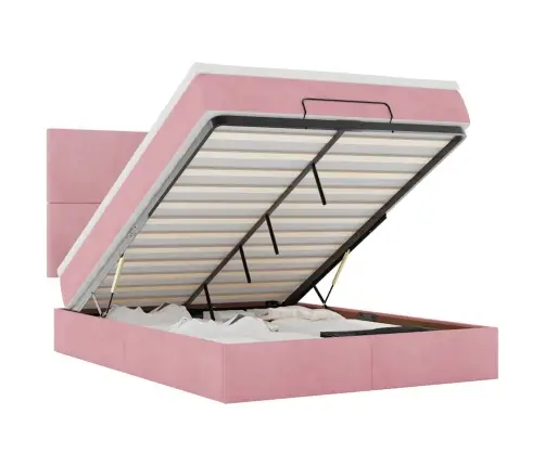 Osmanų Lova Su Čiužiniais Rožinis 140X200Cm Velvet