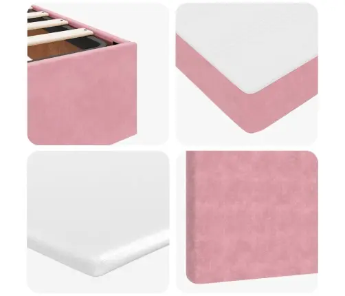 Osmanų Lova Su Čiužiniais Rožinis 140X200Cm Velvet