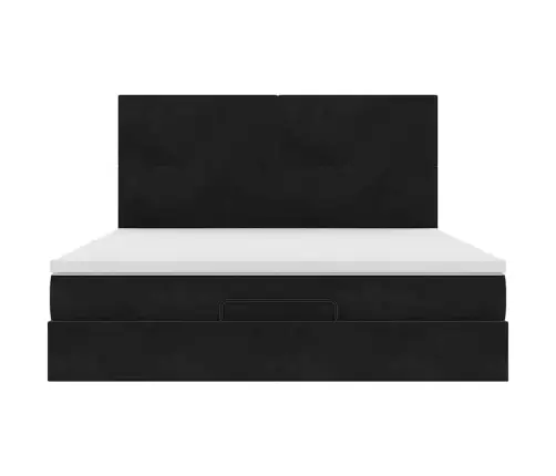 Ottomani Voodiraam Madratsitega, Must, 160X200 cm Samet