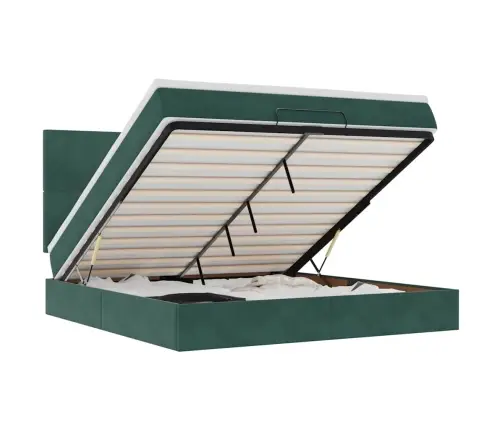 Osmaņu Gultas Rāmis Ar Matračiem Tumši Zaļš 160X200Cm Audums Vidaxl