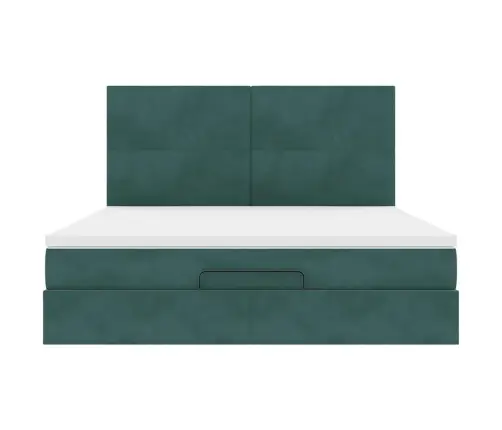 Osmaņu Gultas Rāmis Ar Matračiem Tumši Zaļš 160X200Cm Audums Vidaxl