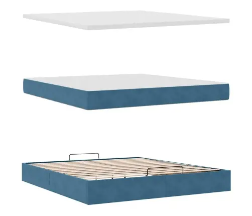 Osmaņu Gultas Rāmis Ar Matračiem Tumši Zils 160X200Cm Audums Vidaxl