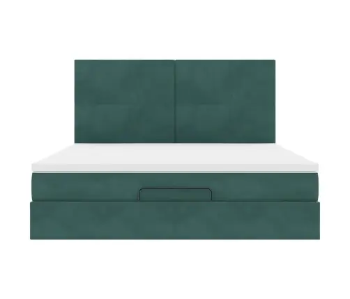 Osmaņu Gultas Rāmis Ar Matračiem Tumši Zaļš 180X200Cm Audums Vidaxl