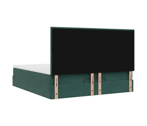 Osmaņu Gultas Rāmis Ar Matračiem Tumši Zaļš 180X200Cm Audums Vidaxl