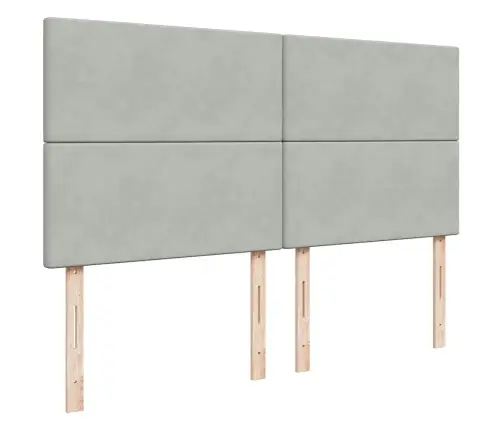 Ottomani Voodiraam Madratsitega, Helehall, 200X200 cm Samet