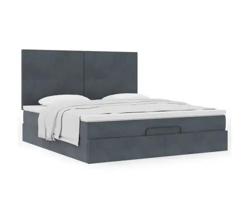 Osmaņu Gultas Rāmis Ar Matračiem Tumši Pelēks 200X200Cm Audums Vidaxl