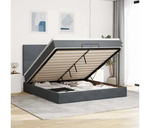 Osmaņu Gultas Rāmis Ar Matračiem Tumši Pelēks 200X200Cm Audums Vidaxl