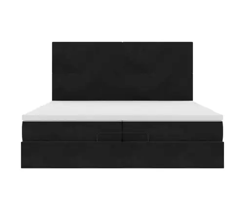 Ottomani Voodiraam Madratsitega, Must, 200X200 cm Samet