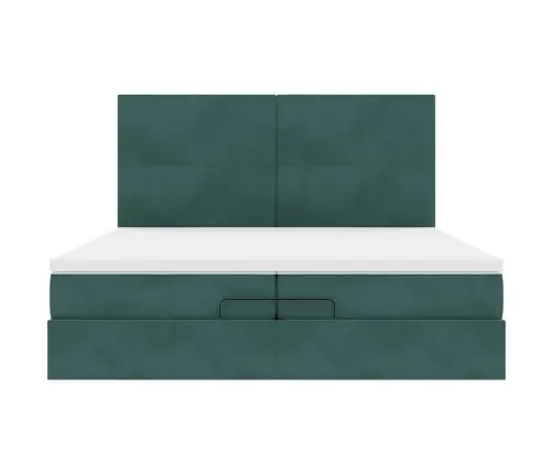 Osmaņu Gultas Rāmis Ar Matračiem Tumši Zaļš 200X200Cm Audums Vidaxl