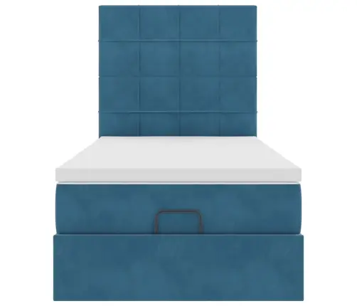 Osmaņu Gultas Rāmis Ar Matračiem Tumši Zils 80X200 Cm Samts Vidaxl
