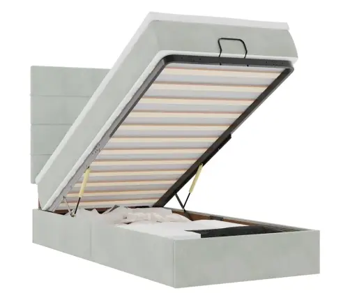 Osmanų Lovos Rėmas Su Čiužiniais, Pilkas, 90X200cm Aksomas