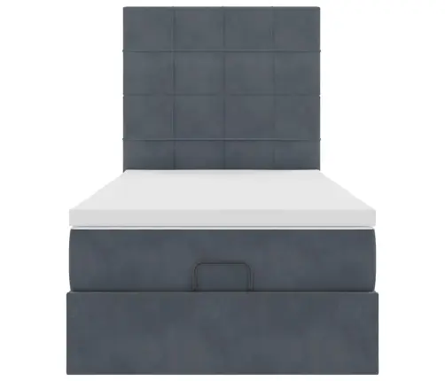 Osmaņu Gultas Rāmis Ar Matračiem Tumši Pelēks 90X200Cm Samts Vidaxl