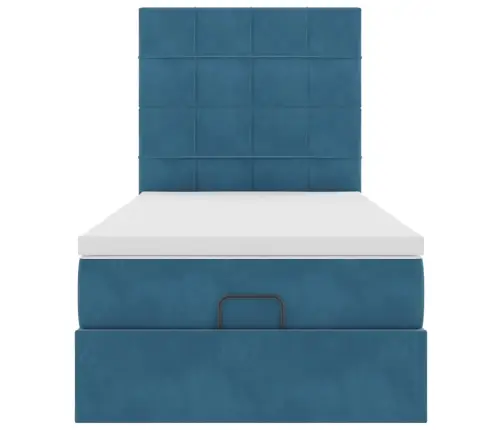 Ottomani Voodiraam Madratsitega, Tumesinine, 90X200 cm Samet