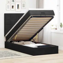 Osmaņu Gultas Rāmis Ar Matračiem Melns 100X200Cm Samts Vidaxl