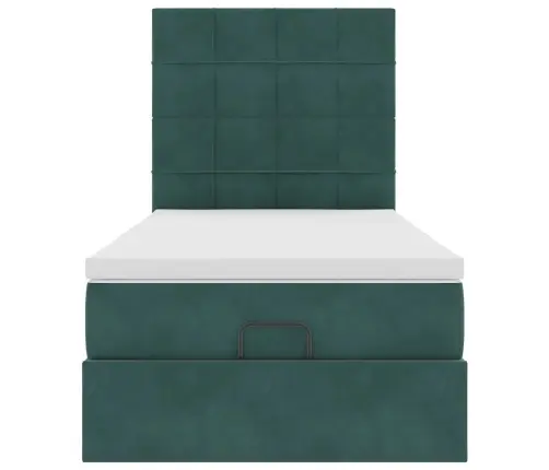Osmanų Lovos Rėmas Su Čiužiniais, Žalias, 100X200cm Aksomas