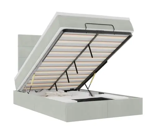 Osmanų Lovos Rėmas Su Čiužiniais, Pilkas, 120X190 cm Aksomas