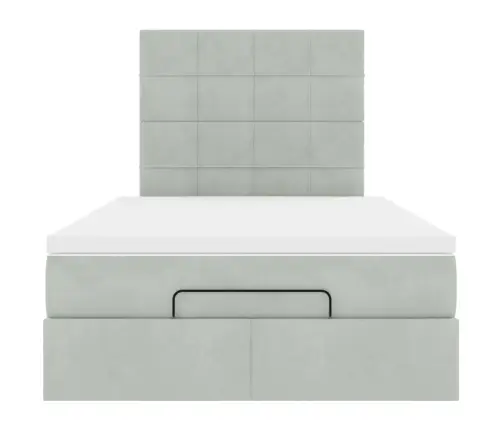 Osmanų Lovos Rėmas Su Čiužiniais, Pilkas, 120X190 cm Aksomas