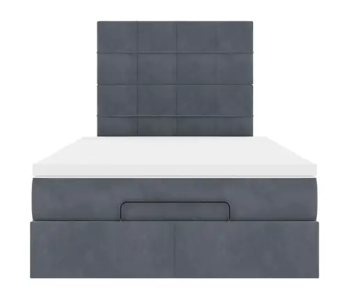 Ottomani Voodiraam Madratsitega, Tumehall, 120X190 cm Samet