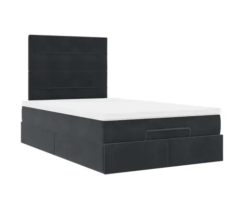Osmaņu Gultas Rāmis Ar Matračiem Melns 120X190Cm Samts Vidaxl