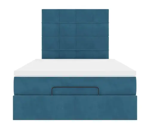 Ottomani Voodiraam Madratsitega, Tumesinine, 120X190 cm Samet